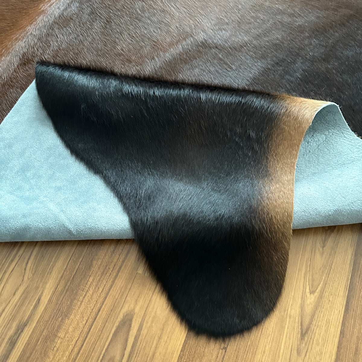 Close-up texture of Black and White cowhide rug