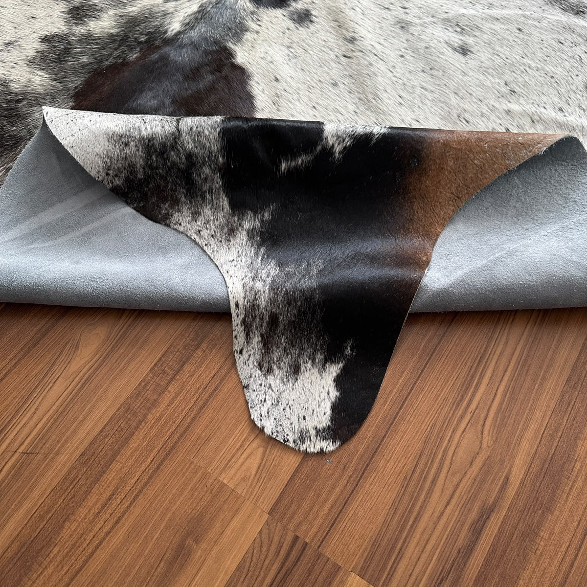 Close-up texture of Black and White cowhide rug
