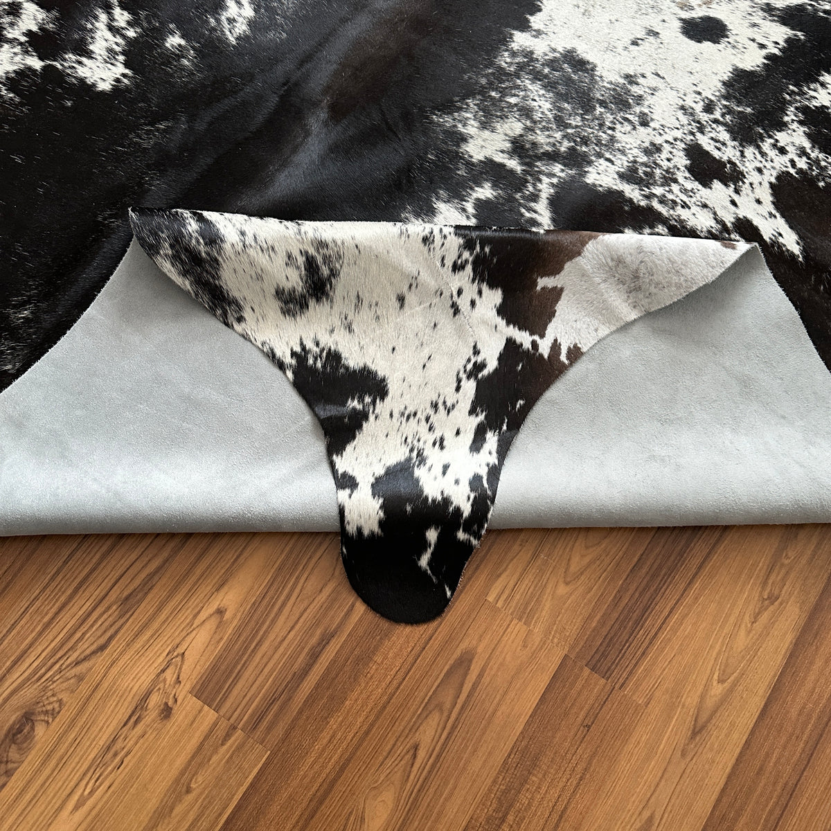 Close-up texture of Black and White cowhide rug