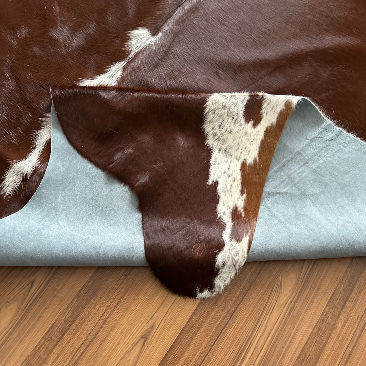 Close-up texture of Brown and White cowhide rug