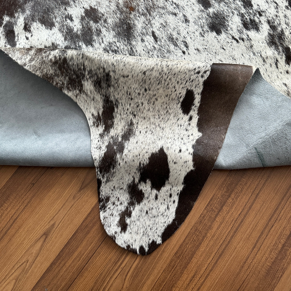 Close-up texture of Brown and White cowhide rug