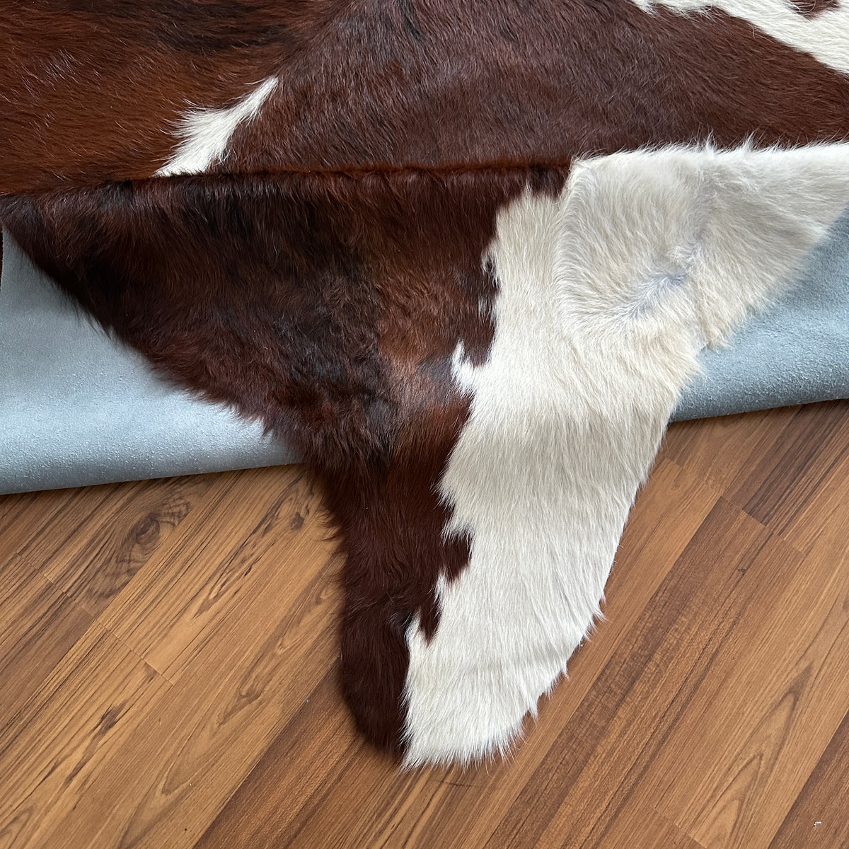 Close-up texture of Brown and White cowhide rug