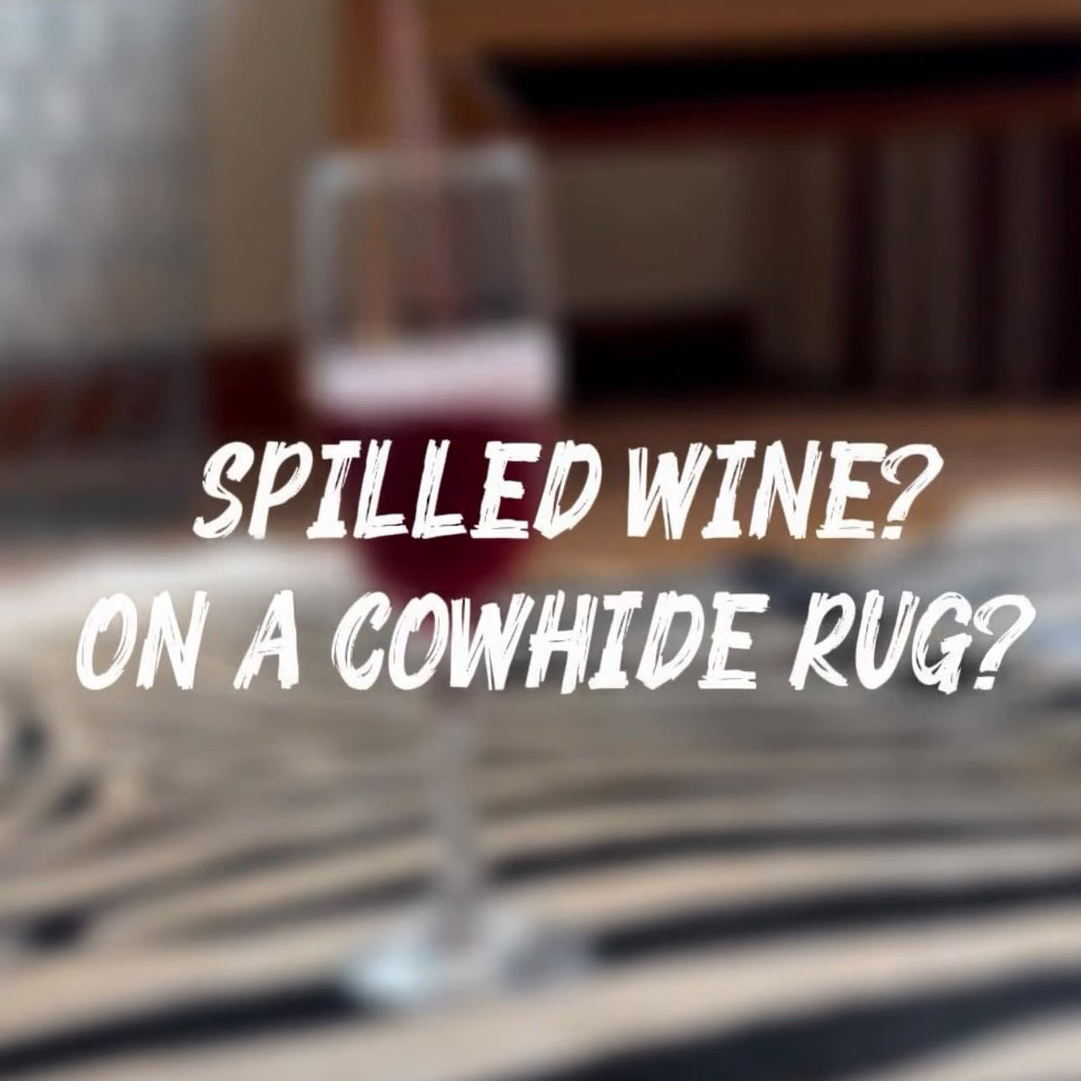 Red wine spilled on a cowhide rug wiped clean without a stain