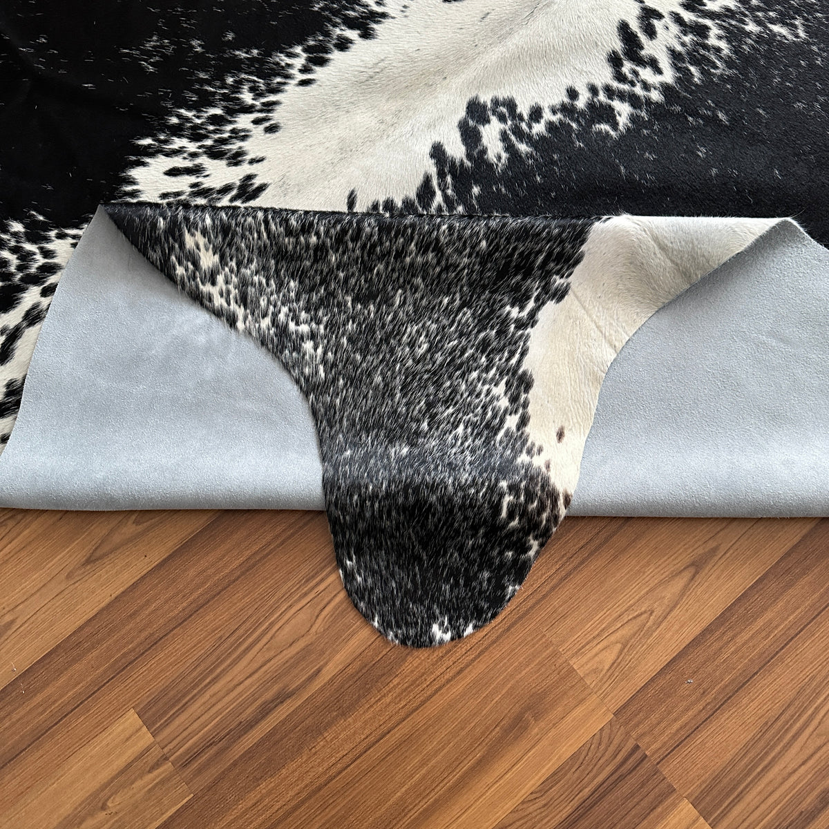 Close-up texture of Black and White cowhide rug