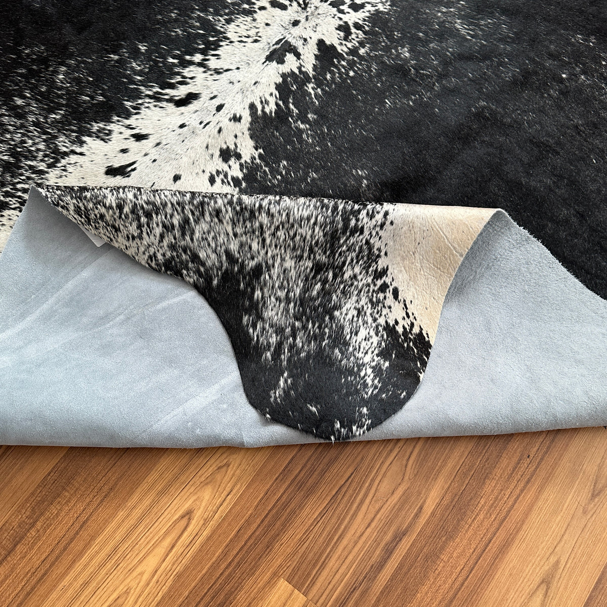 Close-up texture of Black and White cowhide rug