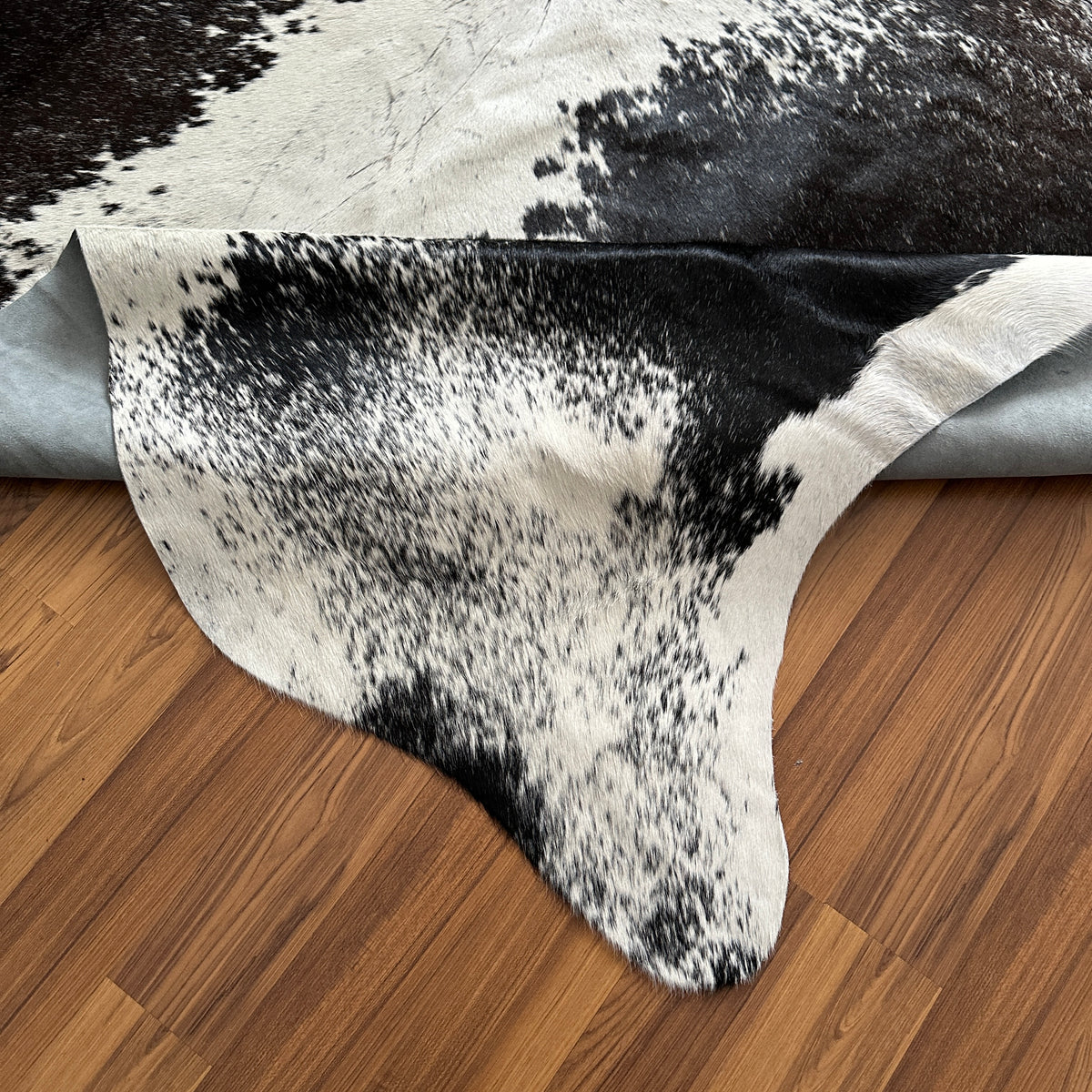 Close-up texture of Black and White cowhide rug