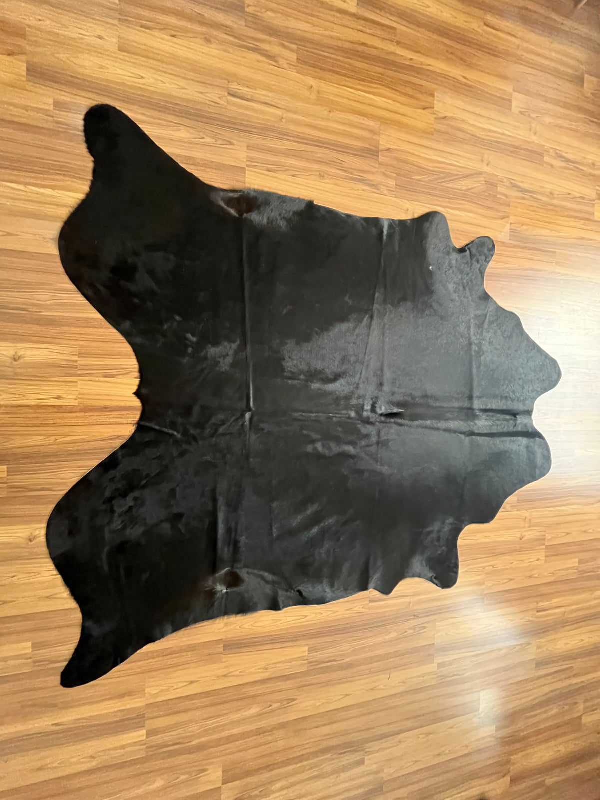 Kuhfell in Schwarz mit Einfarbig Schwarz, Draufsicht