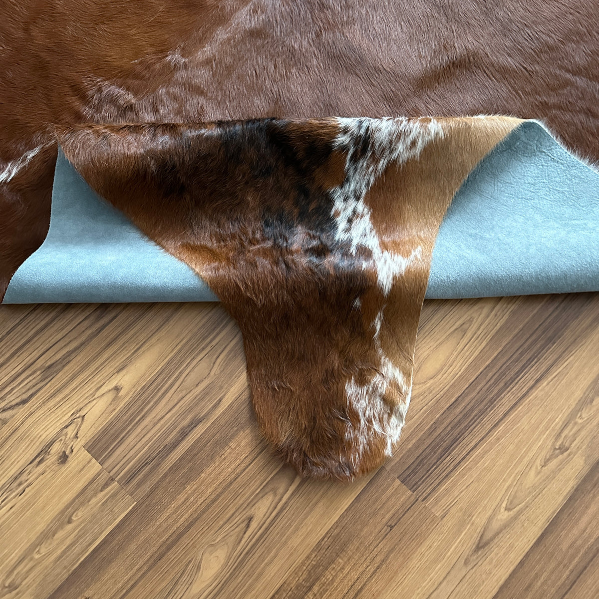 Close-up texture of Brown and White cowhide rug