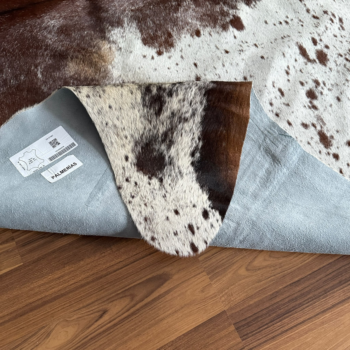 Close-up texture of Brown and White cowhide rug