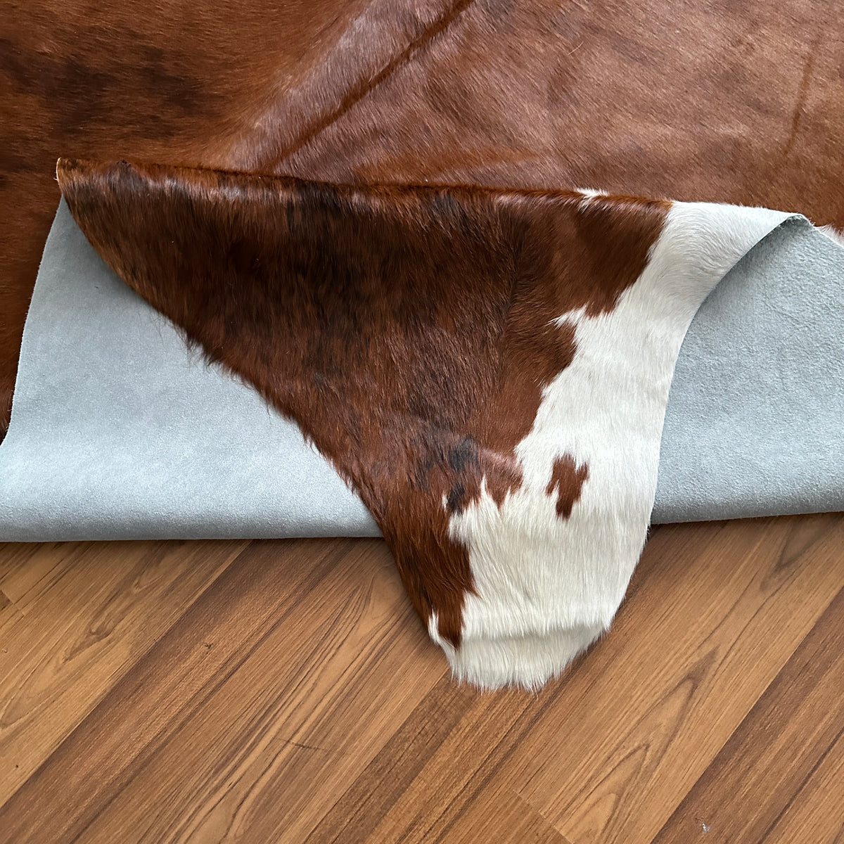 Close-up texture of Brown and White cowhide rug