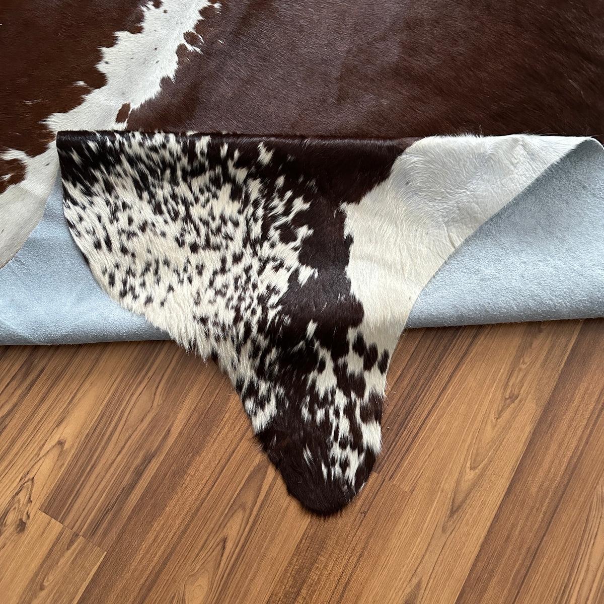 Close-up texture of Brown and White cowhide rug