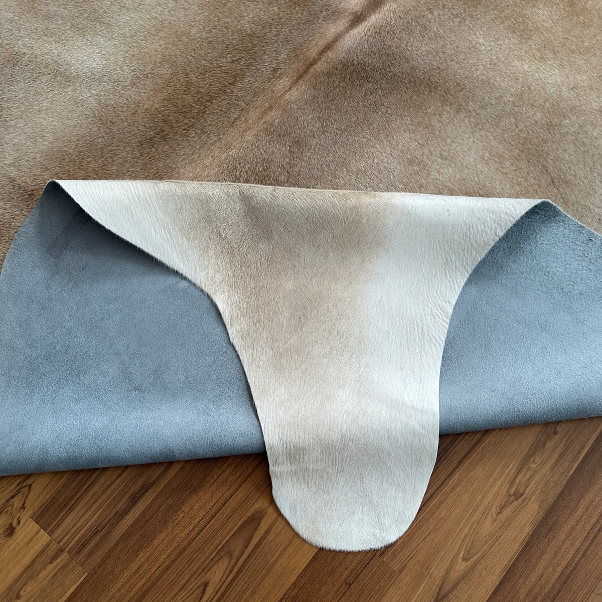 Close-up texture of Brown and White cowhide rug